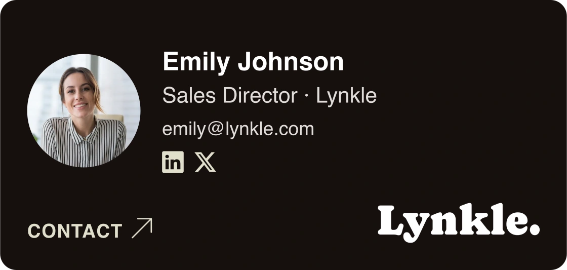 Emily Johnson’s Compact email signature with her photo and Lynkle logo